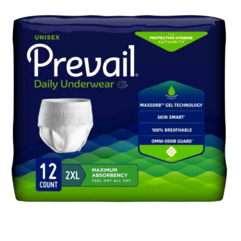 A case (4 Packs of 12) Prevail Extra Underwear